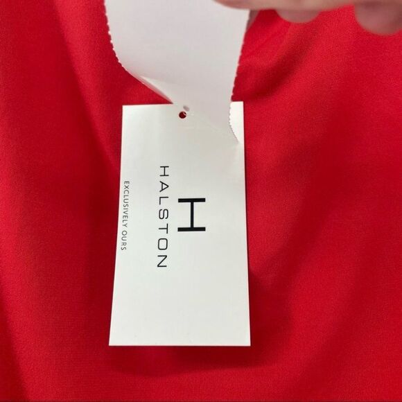 Halston Red Maxi‎ Dress Sleeveless Ruched Tie Front Cocktail Elegant Formal XS - Picture 3 of 7